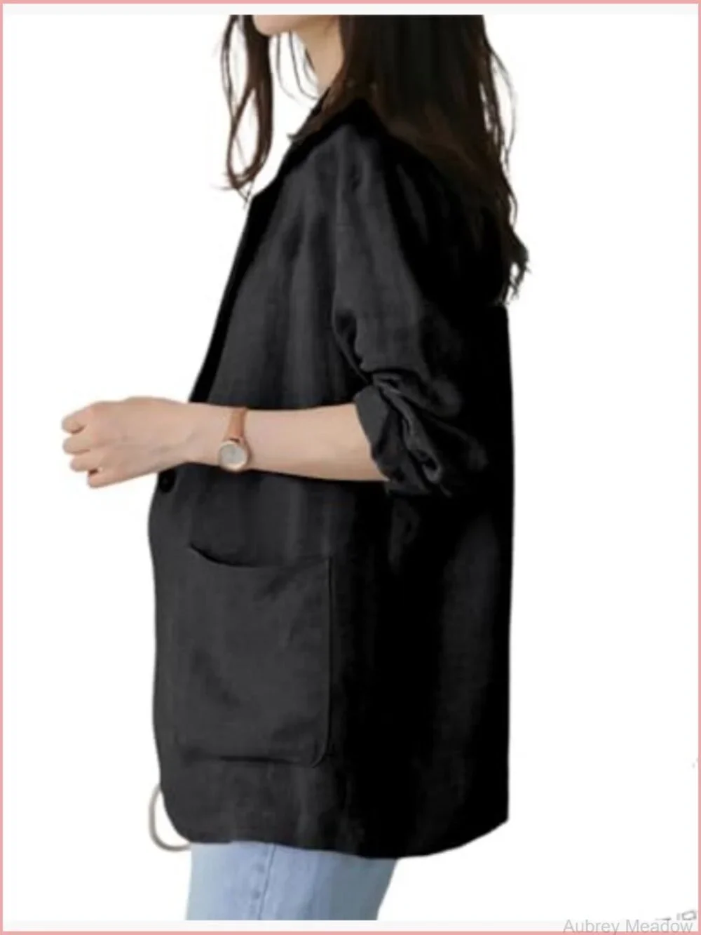 Linen Blazer Long Sleeve Casual Lightweight Spring Summer Jacket